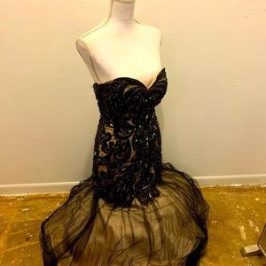 Mermaid style black beaded dress